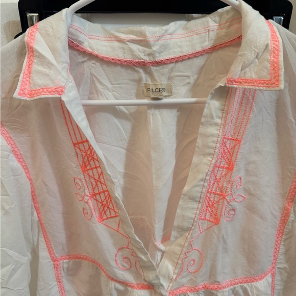 Pilcro Cream Blouse with Pink Accents - Picture 3 of 5